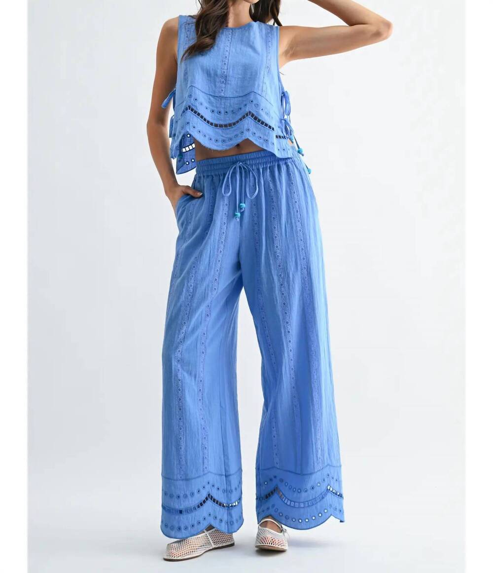 NEW CAMELLIA embroidered matching set in blue